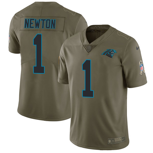 Nike Panthers #1 Cam Newton Olive Men's Stitched NFL Limited Salute To Service Jersey